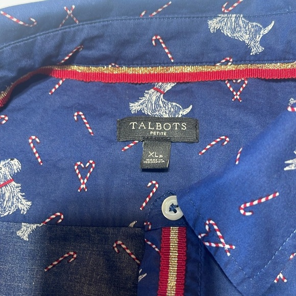 Talbots - Scottie Dog Candy Cane Hearts -button down XLP - Picture 3 of 5